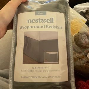 Nestwell 15-Inch King Wraparound Bed Skirt in Light Grey